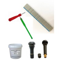 Kit 100 Plombs Masses d'Equilibrage Adhésives 4x5g+4x10g + 100 Valves TR413-414