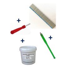 Kit 100 Plombs Masses d'Equilibrage Adhésifs 4x5g-4x10g + Tire Valve + Démonte Obus + Graisse Pneu