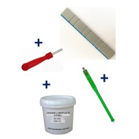 Kit 100 Plombs Masses d'Equilibrage Adhésifs 4x5g-4x10g + Tire Valve + Démonte Obus + Graisse Pneu