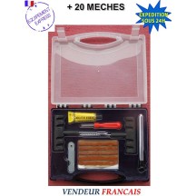 Kit réparation Pneu Tubeless Auto Moto 4x4 + 20 Mèches pré encollées