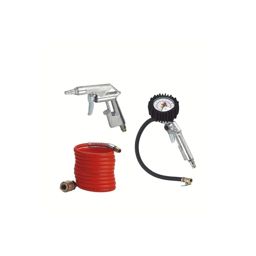 Kit 3 Accessoires Soufflette, Manomètre Gonfleur, Tuyau de Rallonge