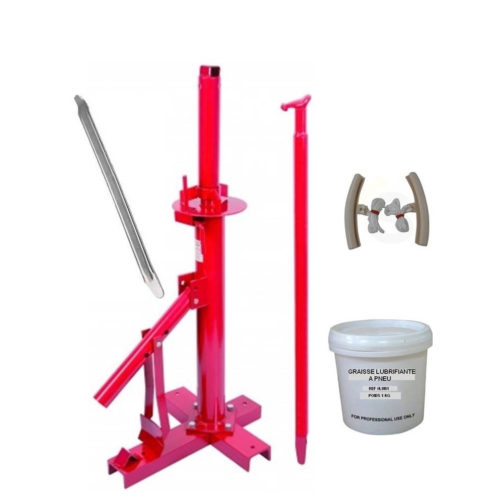 Démonte Pneu manuel Auto 13 à + 2 Protections Jante + Graisse Pneu + 1 Barre Levier