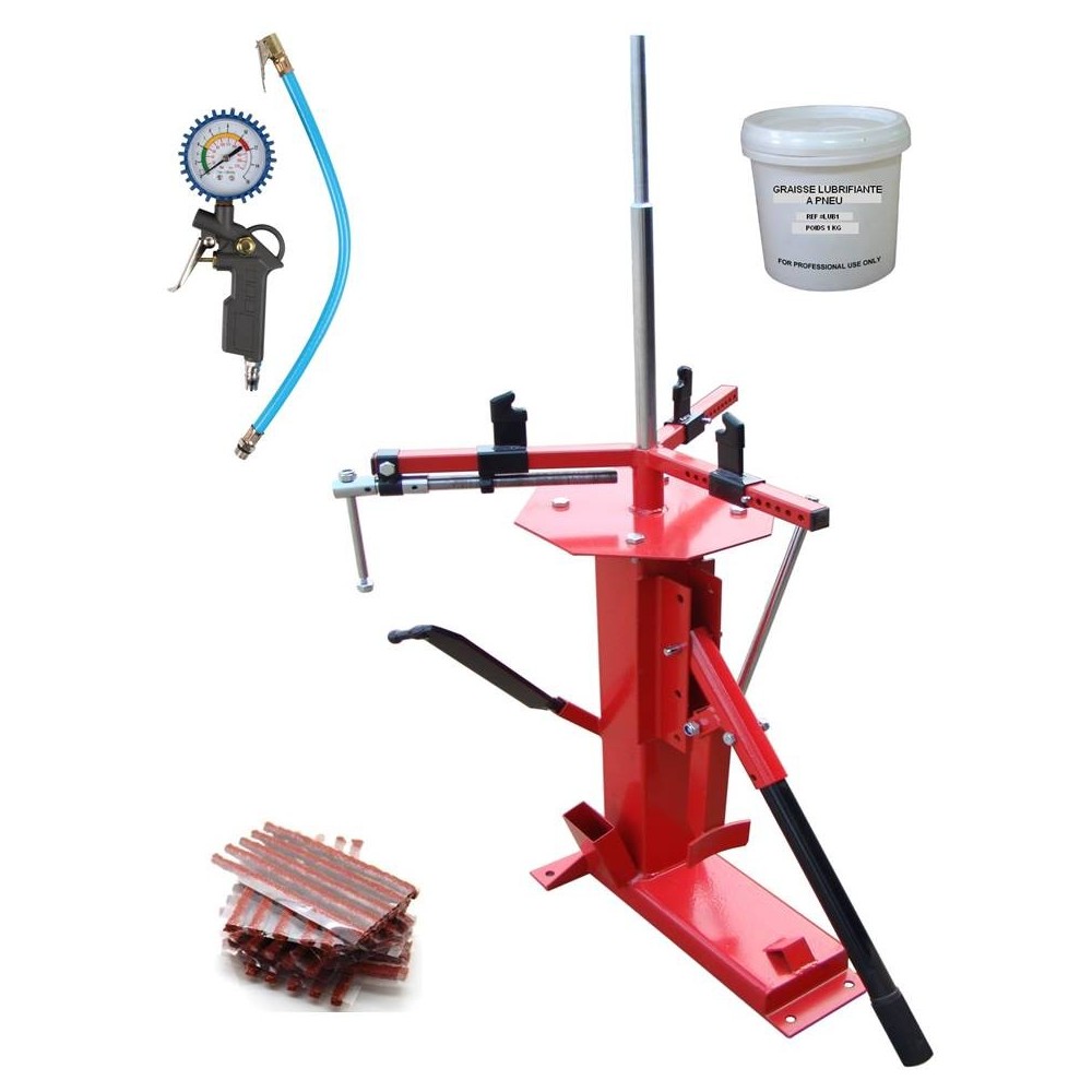 Démonte Pneu manuel Auto Moto jusqu'à + 60 Mèches + 1 Gonfleur + Graisse pneu 1kg