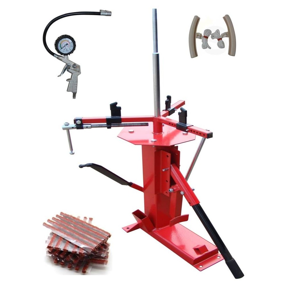 Démonte Pneu manuel Auto Moto jusqu'à 21" + 60 Mèches Pneu + 1 Pistolet Gonfleur + 2 Protections Jante