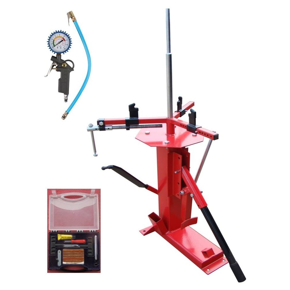 Démonte Pneu manuel Auto Moto jusqu'à 21" + 1 Pistolet de Gonflage + 1 Kit réparation Pneu Tubeless