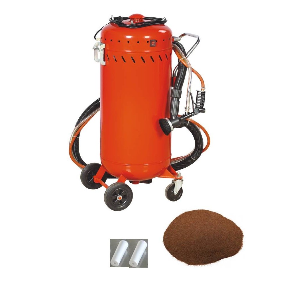 Combiné Sableuse Aérogommeuse Aspirateur mobile 106L + 4 Buses 7mm