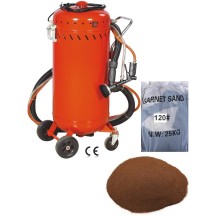 Combiné Sableuse Aérogommeuse Aspirateur mobile 106L + Sac 25kg d'Abrasif Garnet 120A+ Mesh
