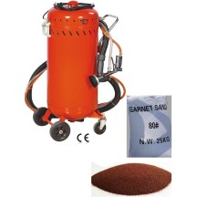 Combiné Sableuse Aérogommeuse Aspirateur mobile 106L + Sac 25kg d'Abrasif Garnet 80A+ Mesh