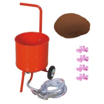 Sableuse Aérogommeuse mobile sur Roulettes 31,50L 50lb 23kg + 20 Buses + Sac 20kg Abrasif Garnet 120A+
