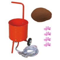 Sableuse Aérogommeuse mobile sur Roulettes 31,50L 50lb 23kg + 20 Buses + Sac 20kg Abrasif Garnet 120A+