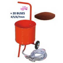 Sableuse Aérogommeuse mobile sur Roulettes 56,70L 90lb 41kg + Sac 20kg d'Abrasif Garnet 80A+ Mesh