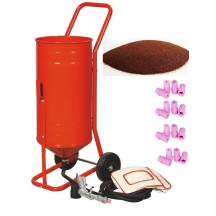 Sableuse Aérogommeuse mobile sur Roulettes 56,70L 90lb 41kg + 20 Buses + Sac 20kg Abrasif Garnet 80A+