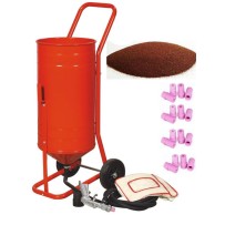 Sableuse Aérogommeuse mobile sur Roulettes 56,70L 90lb 41kg + 20 Buses + Sac 20kg Abrasif Garnet 80A+