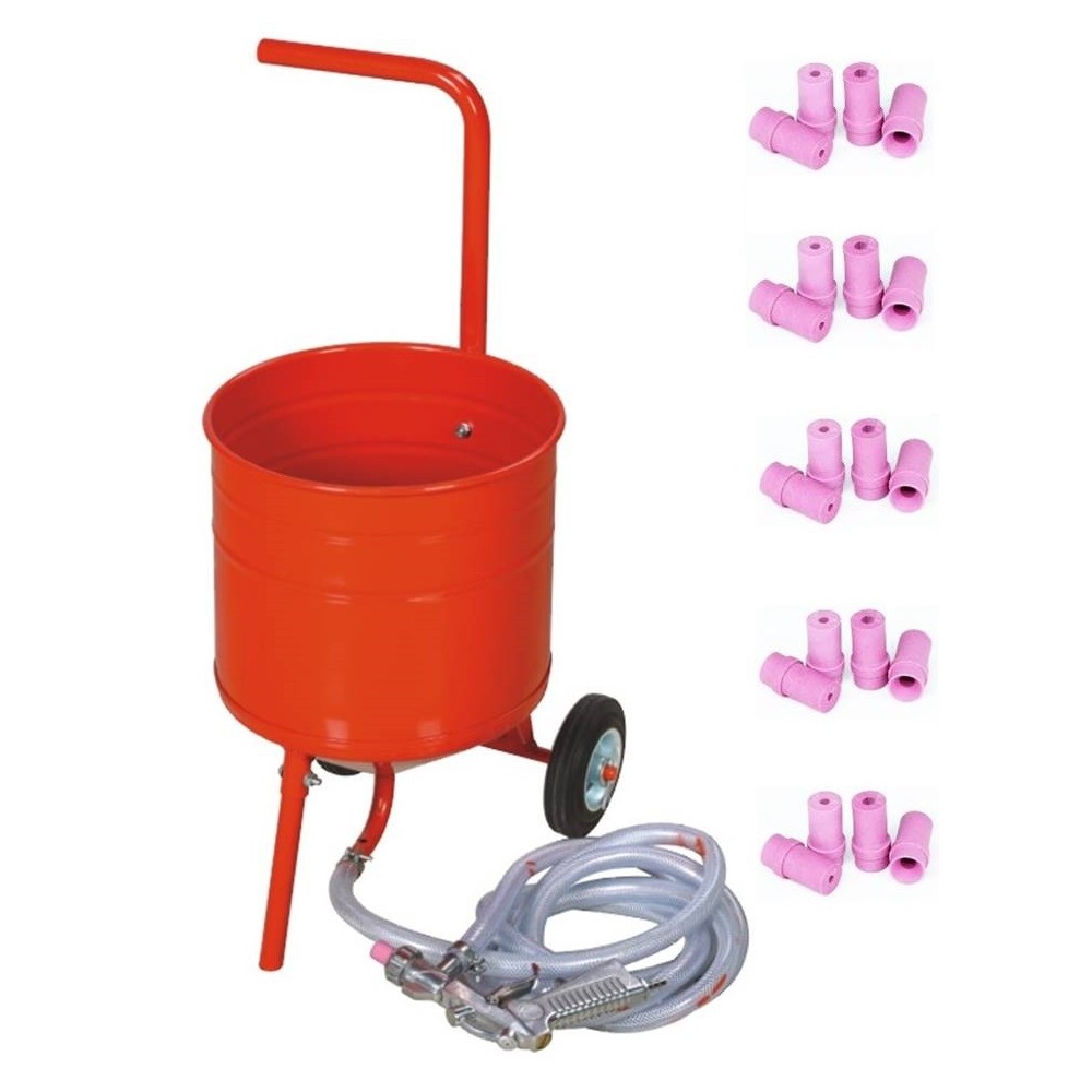 Sableuse Aérogommeuse mobile sur Roulettes 31,50L 50lb 23kg + 20 Buses