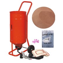 Sableuse Aérogommeuse mobile sur Roulettes 31,50L 50lb 23kg + Sac 20kg Abrasif Garnet 200A+