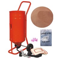 Sableuse Aérogommeuse mobile sur Roulettes 31,50L 50lb 23kg + Sac 20kg Abrasif Garnet 200A+