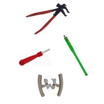 Kit Pince pour Plombs Masses d'Equilibrage + Tire Valve + Démonte Obus + 2 Protèges Jante