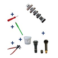 Kit 150 Masses d’Equilibrage à Frapper Jantes Alu 5-30g + 100 Valves TR413-414 + Tire Valve + Démonte Obus + Graisse Pneu + 