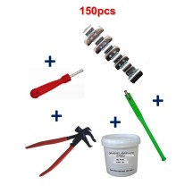 Kit 150 Plombs Masses d’Equilibrage à Frapper Jante Alu 5-30g + Tire Valve + Démonte Obus