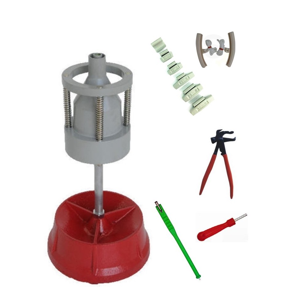 Equilibreuse de Roue Manuelle Portable + 100 Barrettes Plombs Masses Adhésifs 4x5g+4x10g