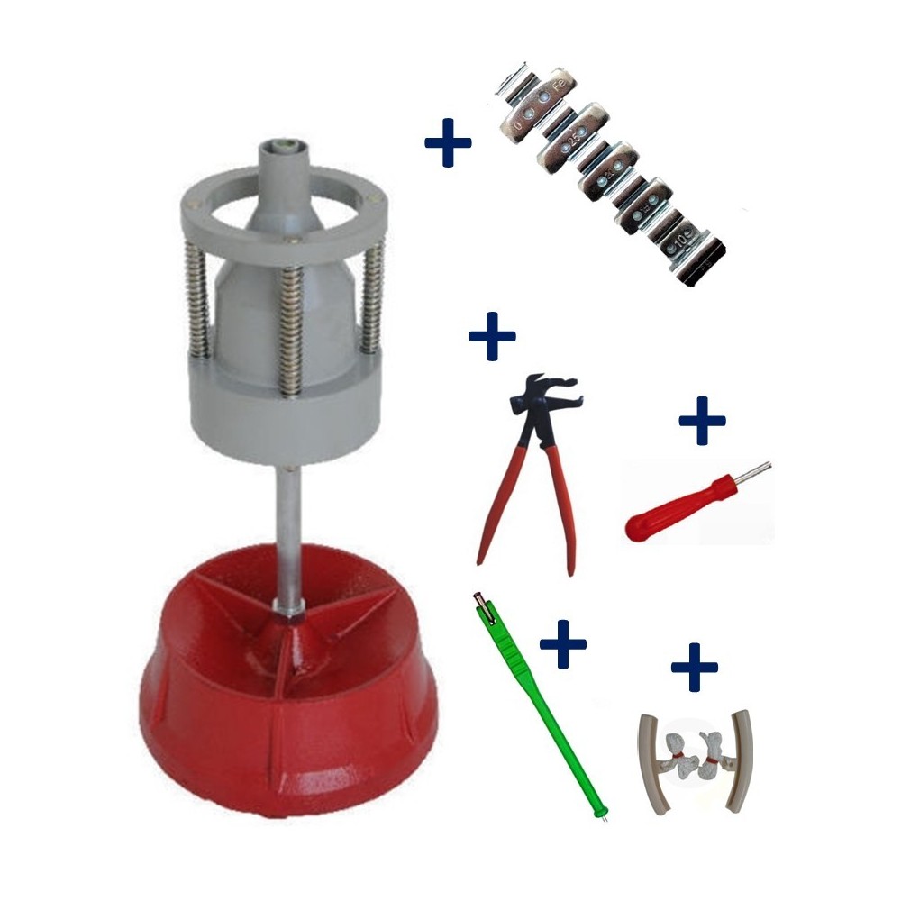 Equilibreuse de Roue Manuelle + 150 Masses à  Frapper Jante Alu 5-30g