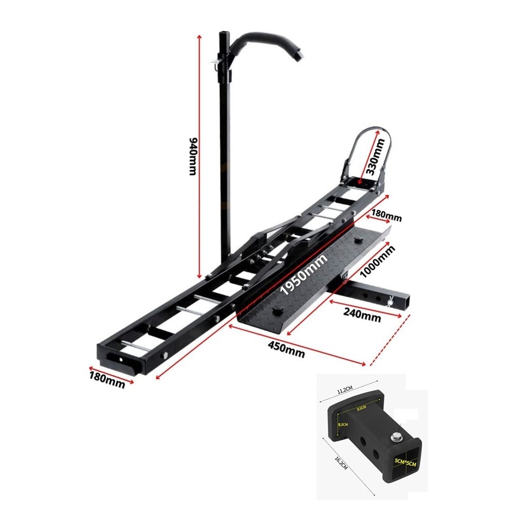 Porte-Moto Attelage Scooter avec Rampe de chargement 227kg + Adaptateur 2'' 85x55mm