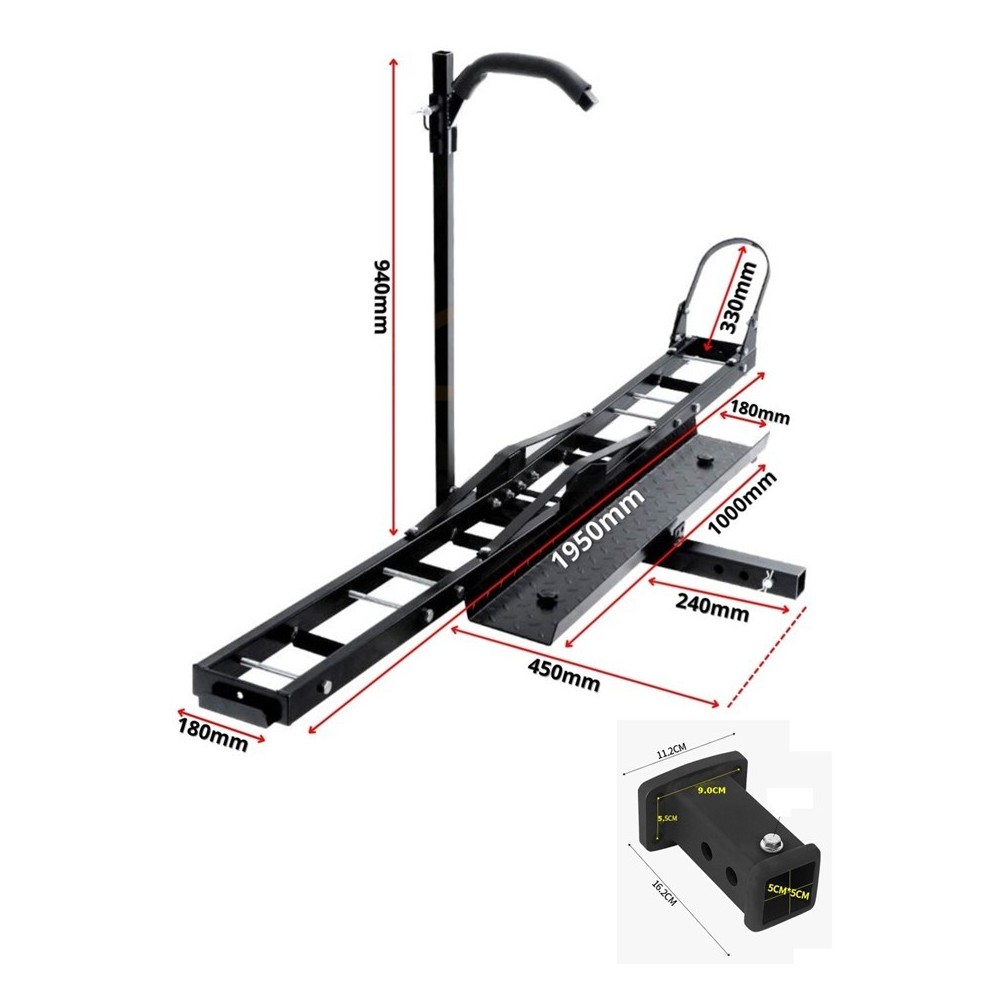 Porte-Moto Attelage Scooter avec Rampe de chargement 227kg + Adaptateur 2'' 90x55mm