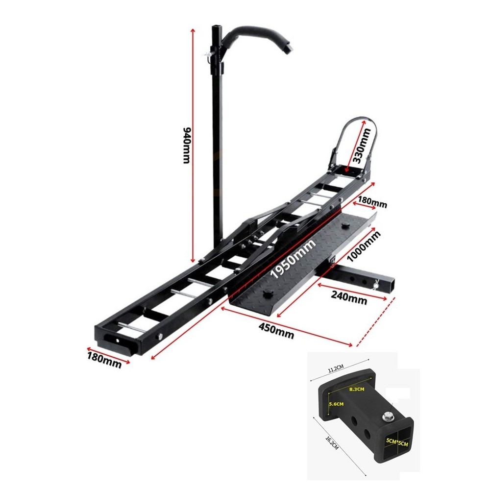 Porte Moto Attelage Scooter avec Rampe de chargement 227kg + Adaptateur 2'' 83x56mm